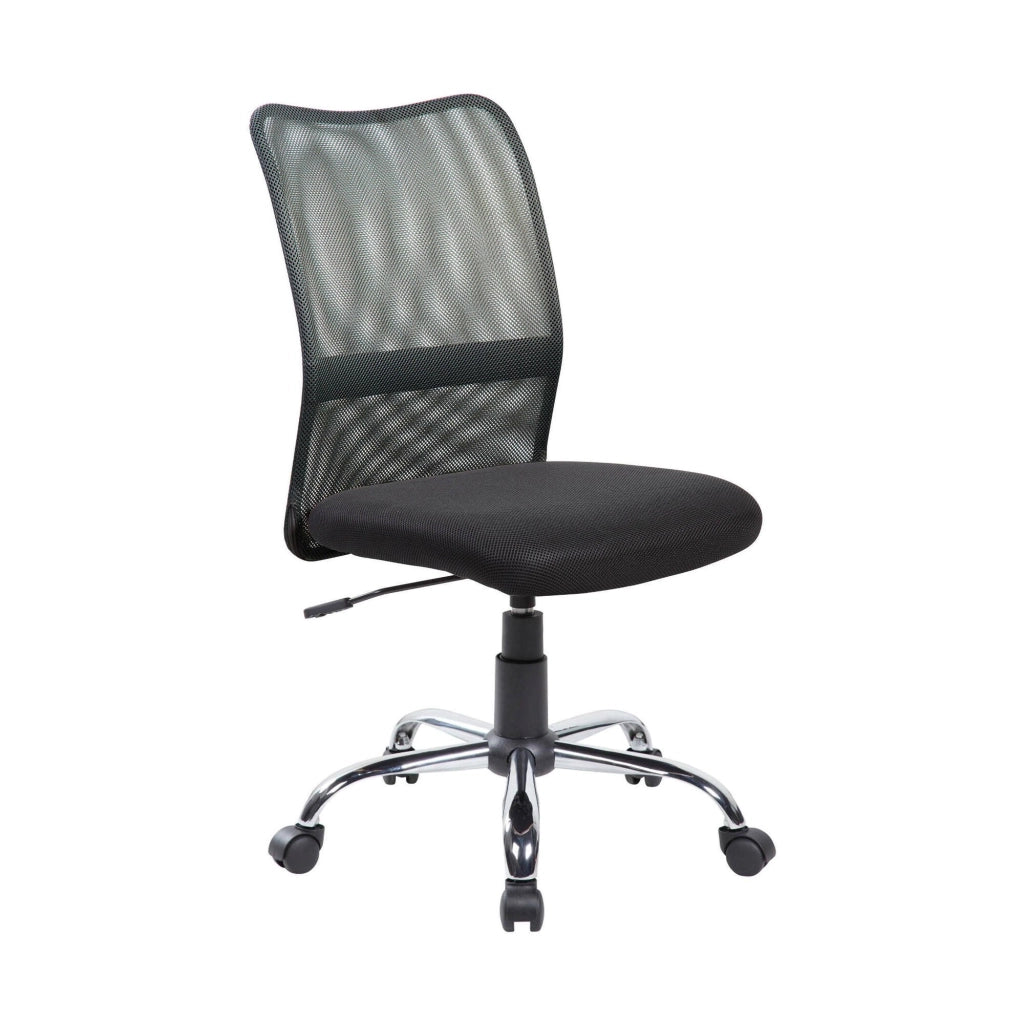 Sedia da ufficio Maysak, Sedia operativa a rete, Seduta ergonomica da ufficio, 57x46h90/100 cm, Nero
