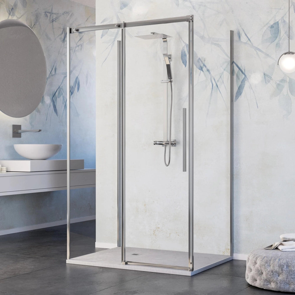 Box Doccia 3 Lati 70x160x70 cm 1 Anta Scorrevole in Cristallo Trasparente 8mm H200 Bonussi Eliane