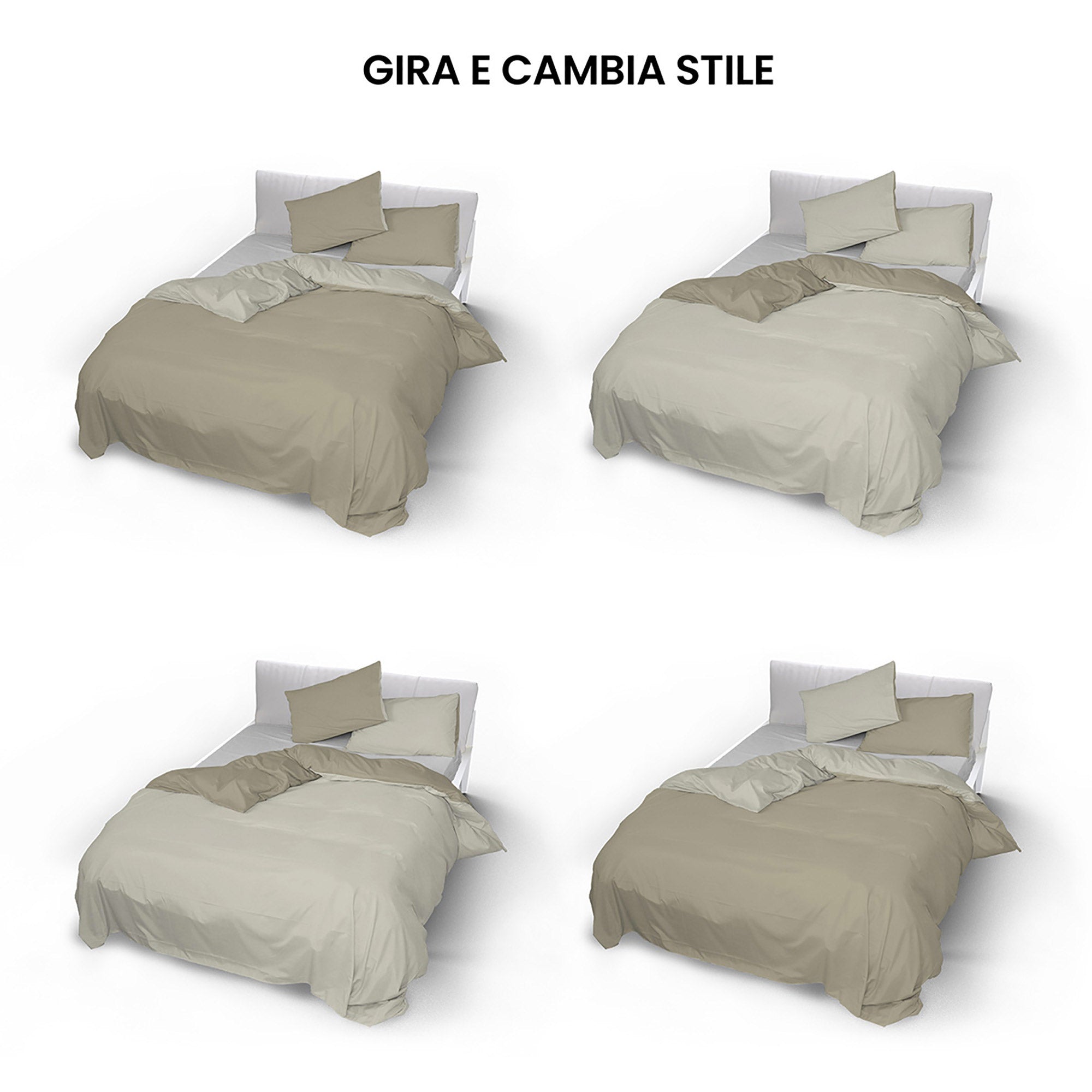 Copripiumino con Sacco e Federe Doubleface Tortora/Panna Matrimoniale