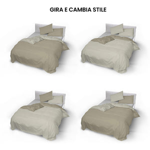 Copripiumino con Sacco e Federe Doubleface Tortora/Panna Singolo