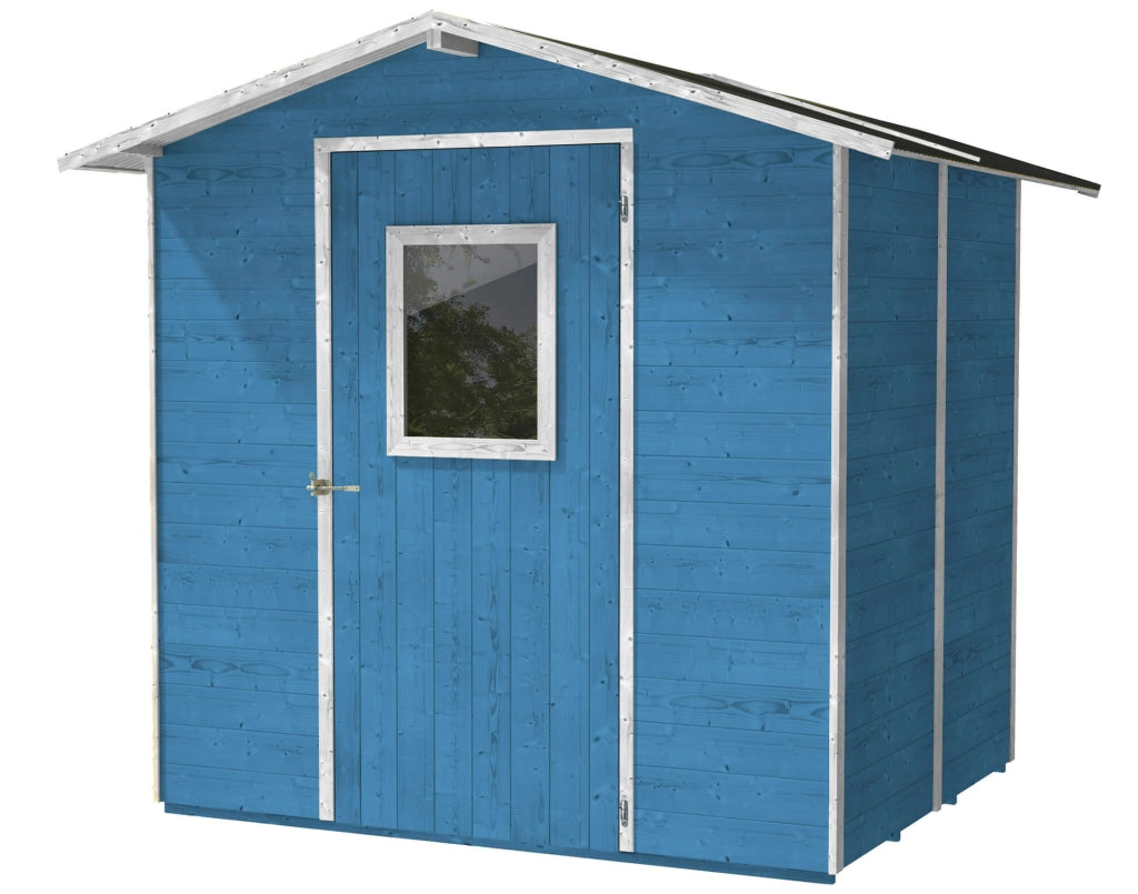 Casette Box da Giardino in Legno Porta Utensili 200x207x214 cm con Porta e Finestra Ecla Azzurra