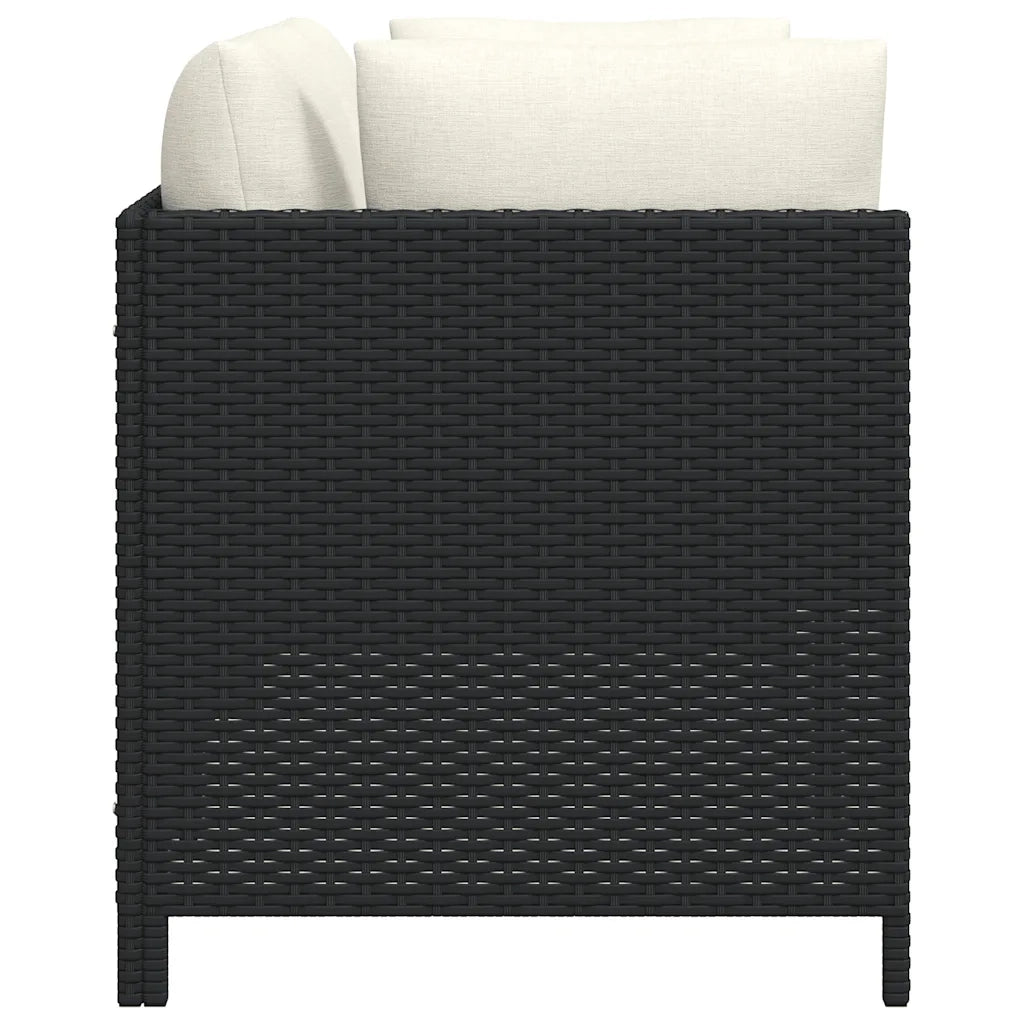 Divano da Giardino a 2 Posti con Cuscini in Polyrattan Nero cod mxl 73763