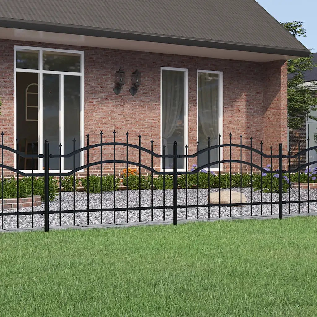 Recinzione da giardino Woerden con punta a lancia nera 240x75 cm in acciaio 151079