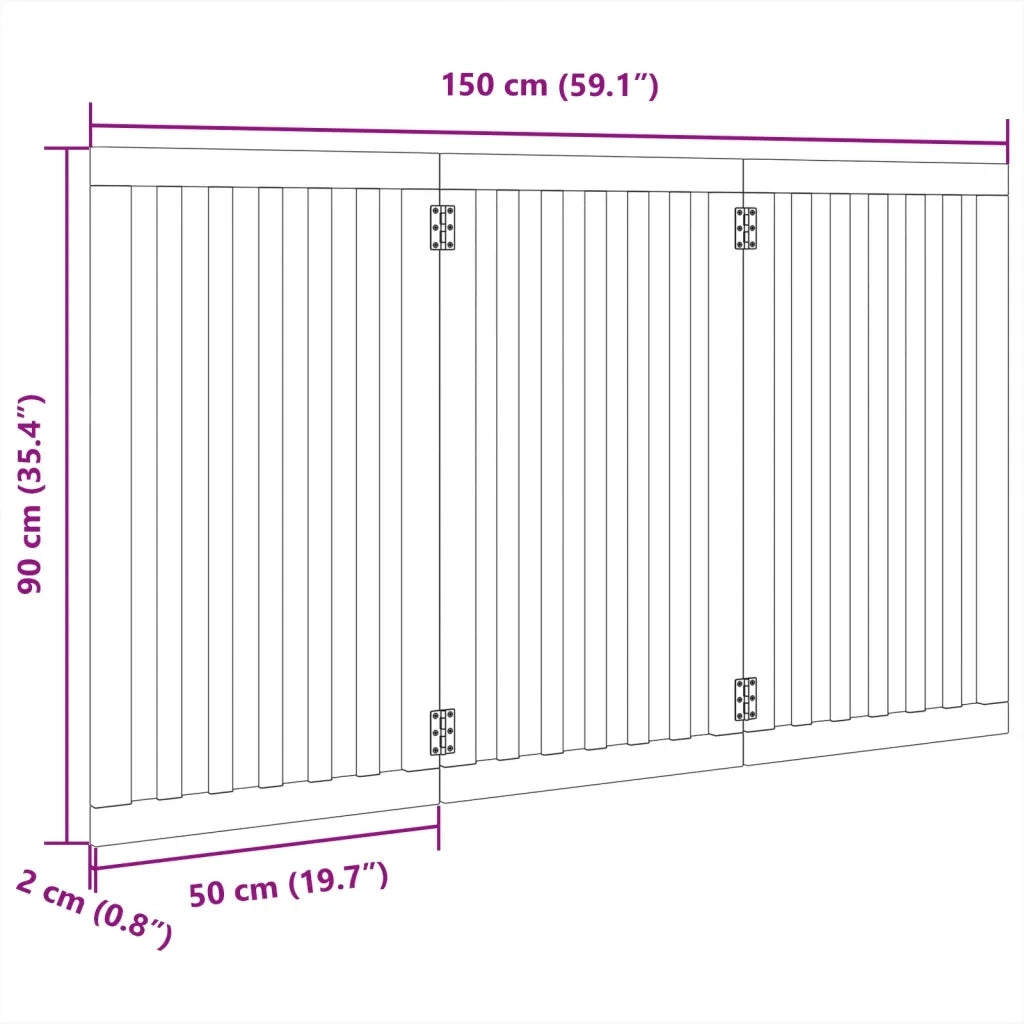 Cancello per Cani Pieghevole 3 Pannelli Nero 150cm Legno Pioppo CFW5721496