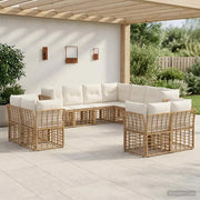 Set di divani da esterno Naturale e Bianco Crema Poliestere 3437606