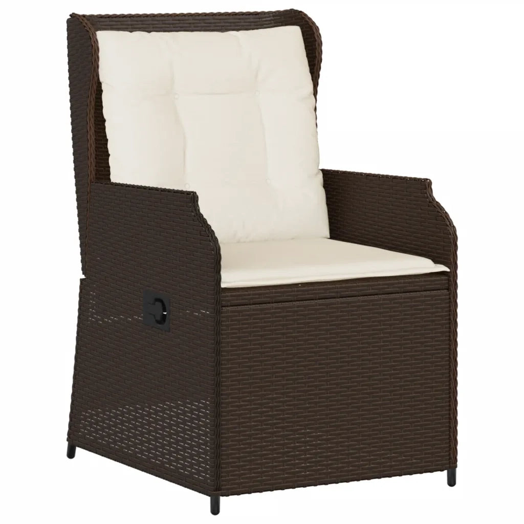 Sedie Reclinabili Giardino 2pz con Cuscini Marrone Polyrattan 368992