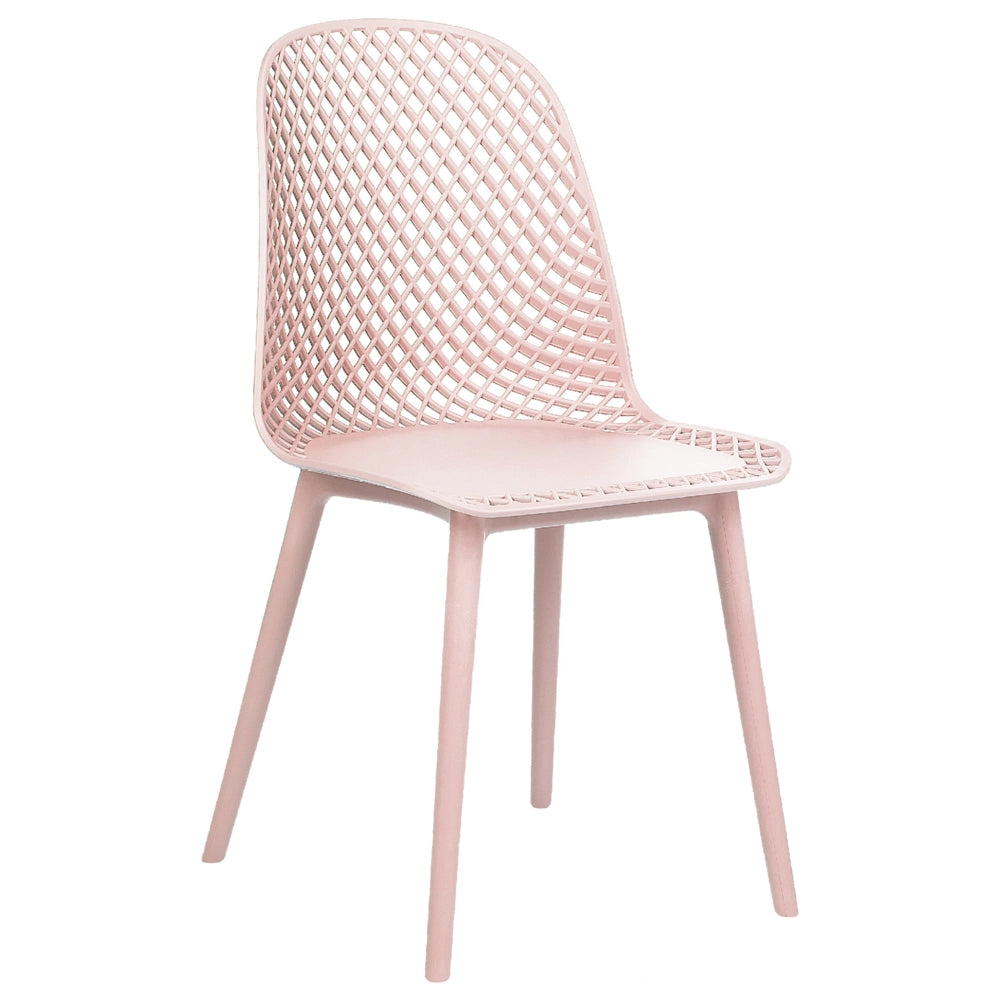 Set di 4 sedie da pranzo Seduta e gambe sintetiche rosa Schienale a rete aperto Design moderno e minimalista