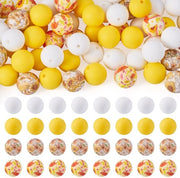 Accessori in gomma per gioielli, 60 pezzi, 15 mm, con disegno a fiori, per uso con gioielli in silicone
