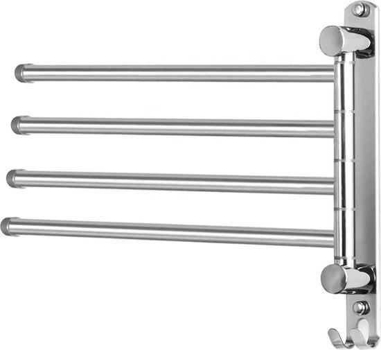 Sostegno per asciugamani in acciaio inossidabile per bagno e cucina - Sostegno per asciugamani con 4 barre e supporto per asciugatrice