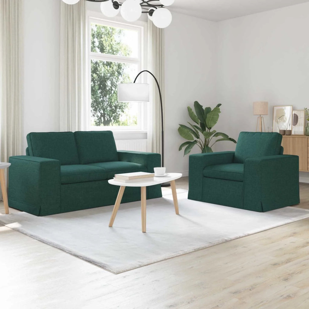 Set di divani 2 pcs Verde Scuro 162 x 80 x 82 cm Tessuto