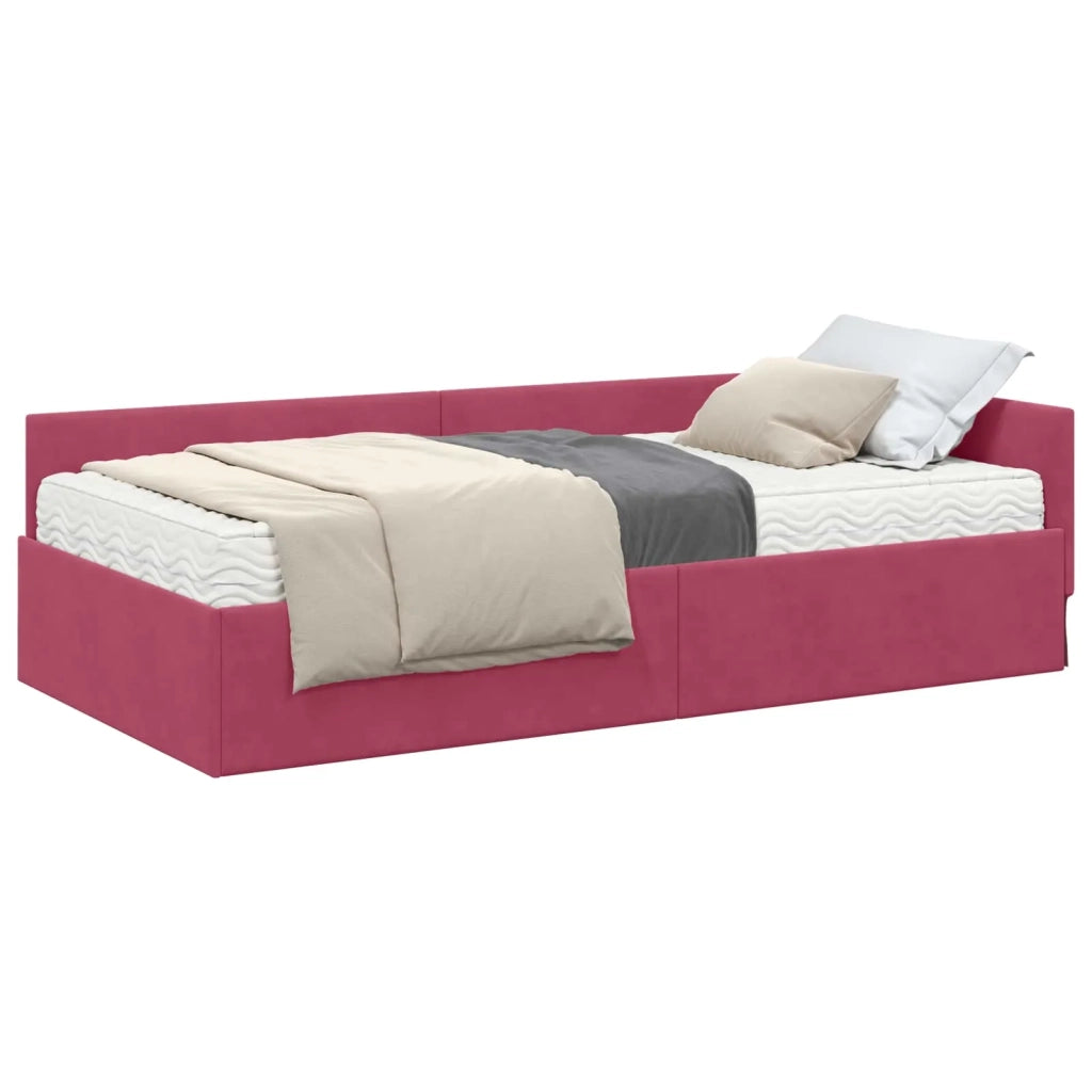 Struttura Letto Angolare con Materasso 2 pcs Verde Velluto 3393638
