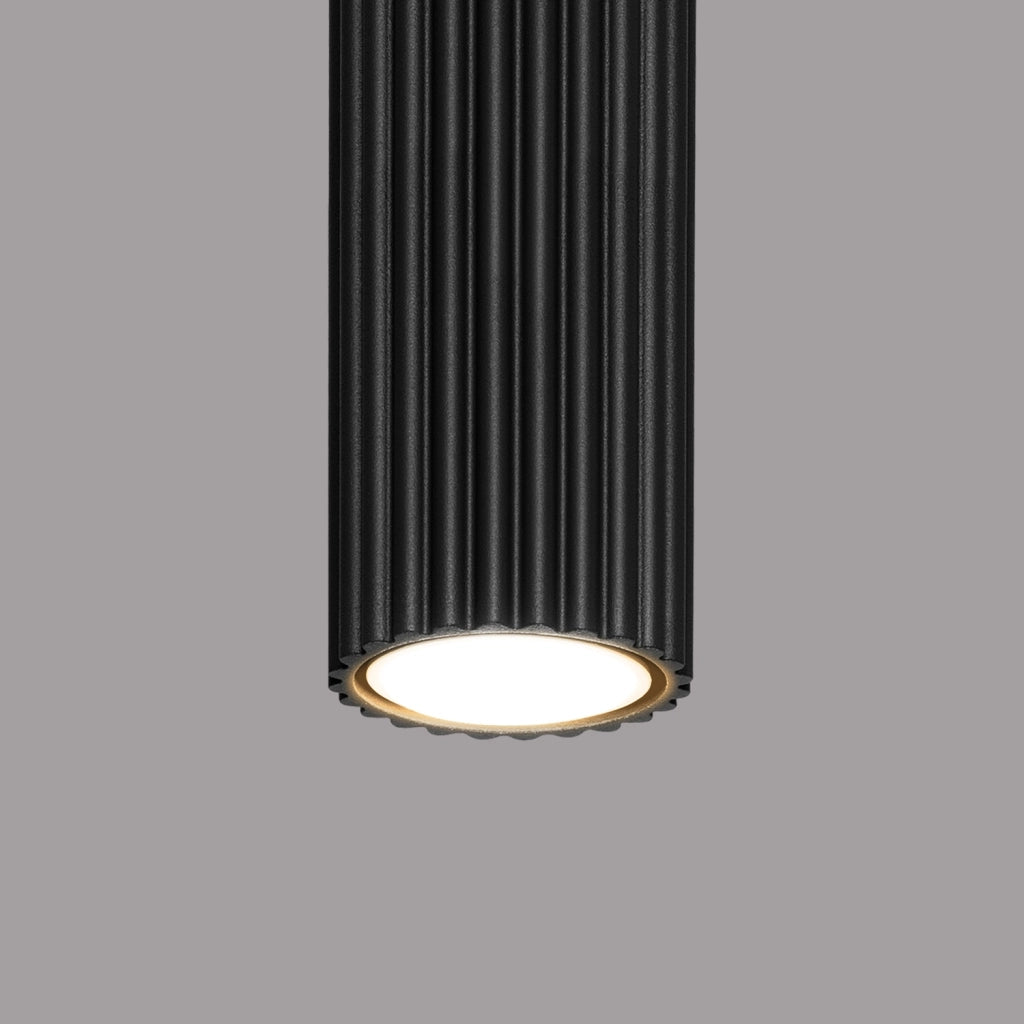 Spot soffitto moderno nero tubo rigato 40cm GU10 Gravio