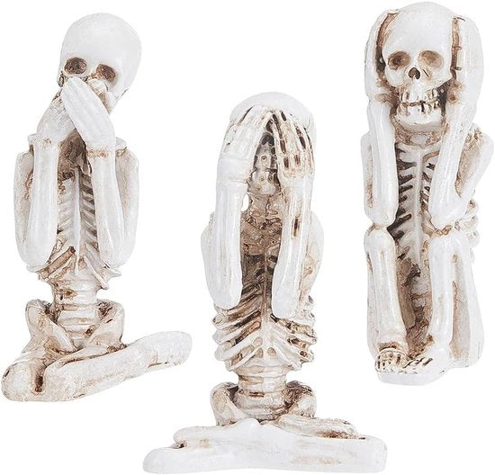 Set di Yoga Doodshoofd Standbeeld da 3 - Kunststof - Decorazione per Halloween - Tema Gotico