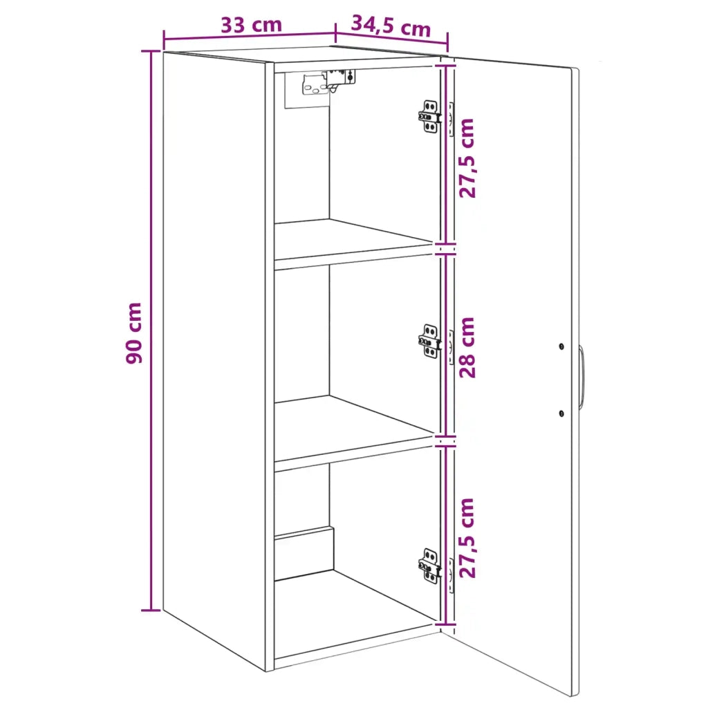 Mobiletto a muro Bianco Lucido 33 x 34,5 x 90 cm 899269