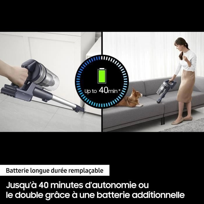 SAMSUNG VS15A6031R4 - Aspirapolvere elettrico 150 AW - Aspirazione multiciclonica JET 60 - Filtrazione HEPA - Autonomia 40min