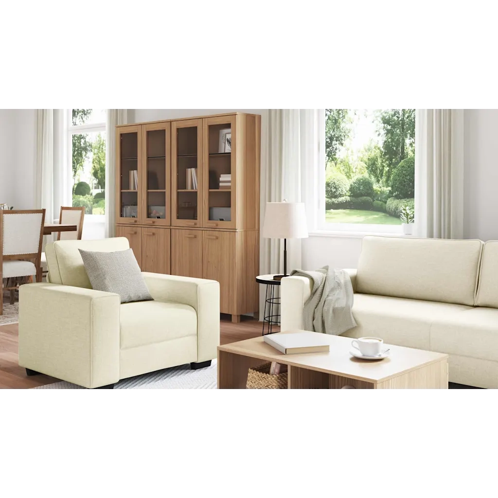 Divano 3 pcs Beige Tessuto misto lino 3324606