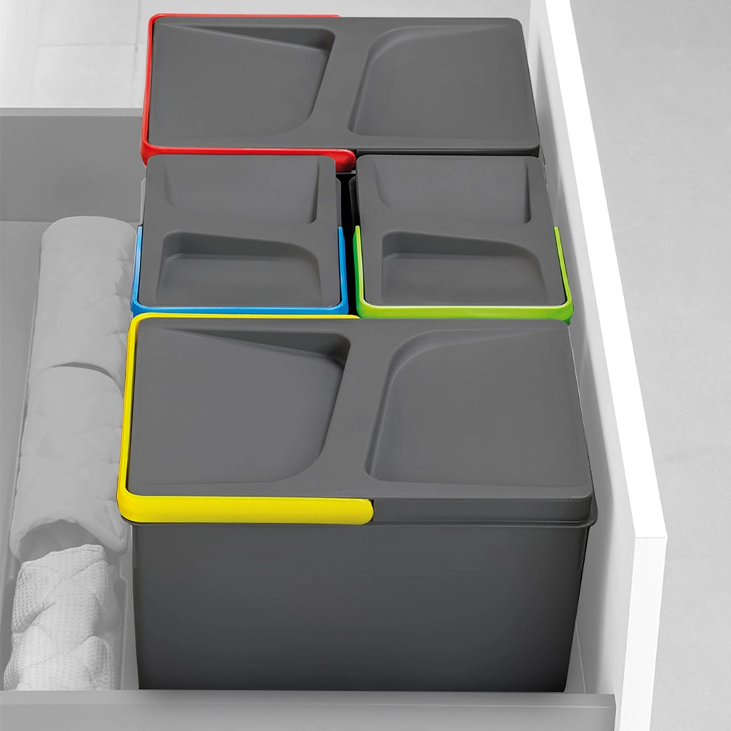 Pattumiera Differenziata Contenitore per Cassettone 31,2x21,6 cm H21,6 cm Emuca Grigio antracite