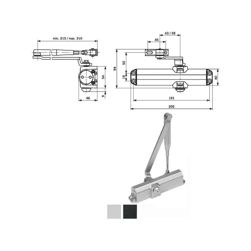 Chiudiporta Aerodinamico Arg. Ts Compakt 102 Dorma