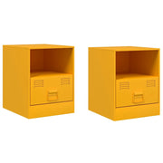 Set di 2 Comodini | Armadio da Notte | Mobiletto da notte Giallo Senape 34,5x39x44 cm in Acciaio