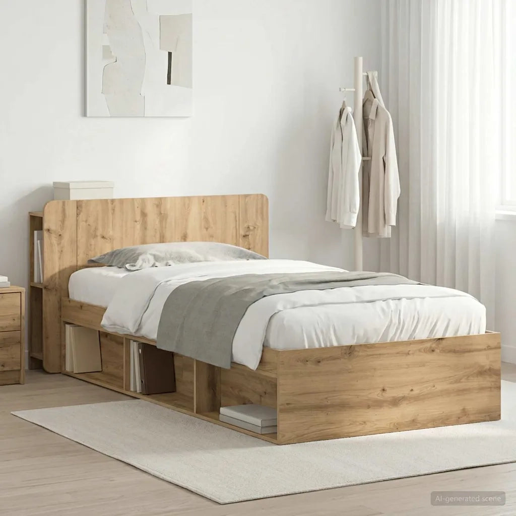 Telaio del letto con storage Rovere Artigianale 100 x 200 cm