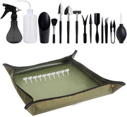 Set di attrezzi per piante da interni 25 pezzi, attrezzi per piante grasse con tappeto di giardino impermeabile, set di attrezzi per giardino mini pieghevole per piante grasse in vaso.