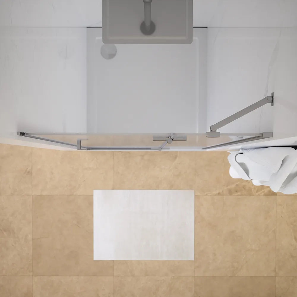 Porta doccia 90cm apertura a battente lato destro con cerniere, profili cromati e vetro da 8mm trasparente h195 | Fiji