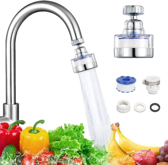 Filtro Acqua 360° Rotativo - Risoluzione Acqua Dura - 6 x Caricatori Duraturi - VK Universale - Adatto per Cucina/Bagno - Prevenzione Calcificazione - Filtro Acqua