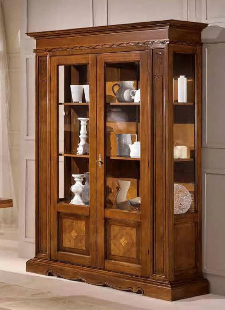 Vetrina in legno 2 porte arte povera bassano l.146 p.49 x h.213 - Mobili 2G