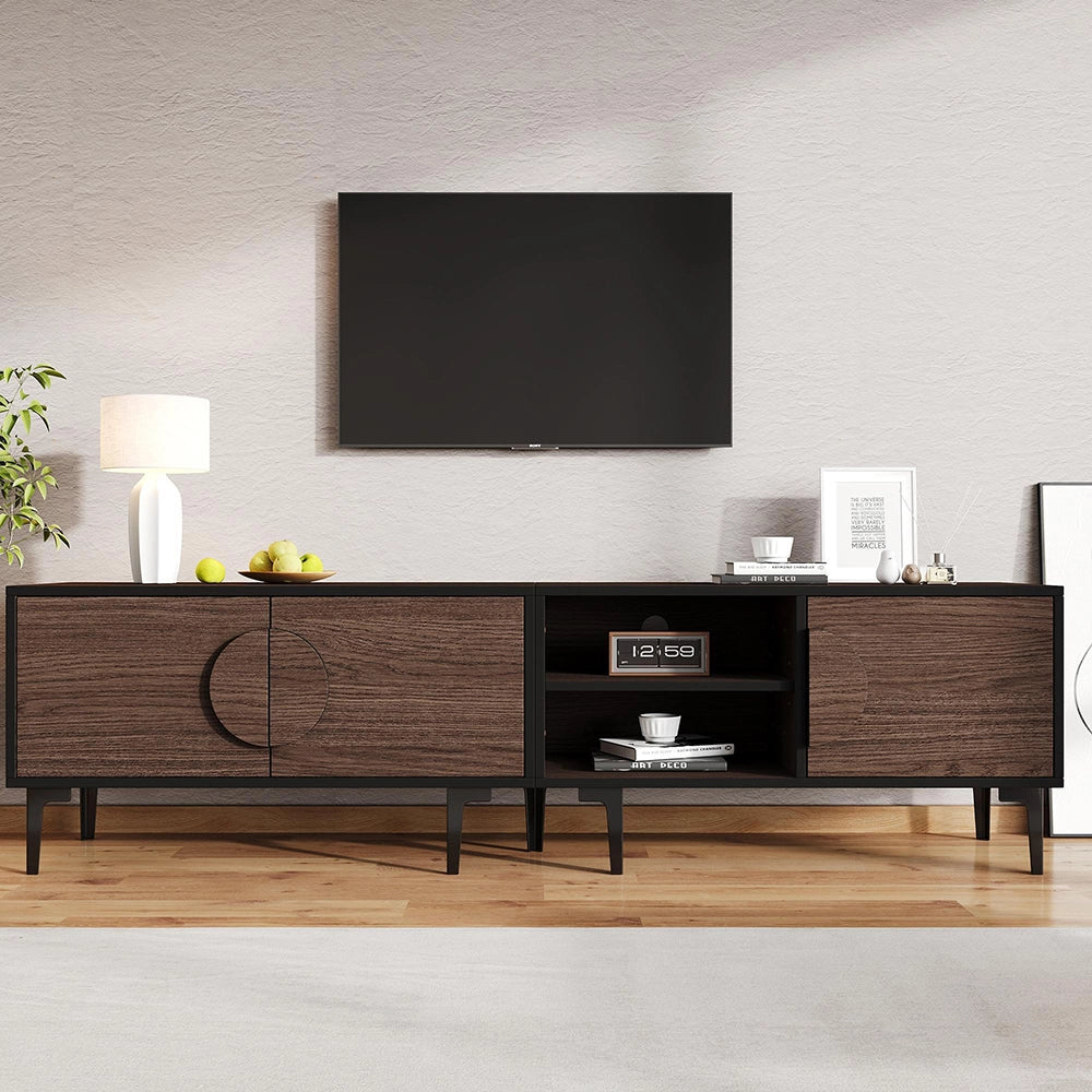 Mobile TV Basso 180x35x49cm - Xylo - 2 Ante, Colore Noce Scuro, fino a 80"