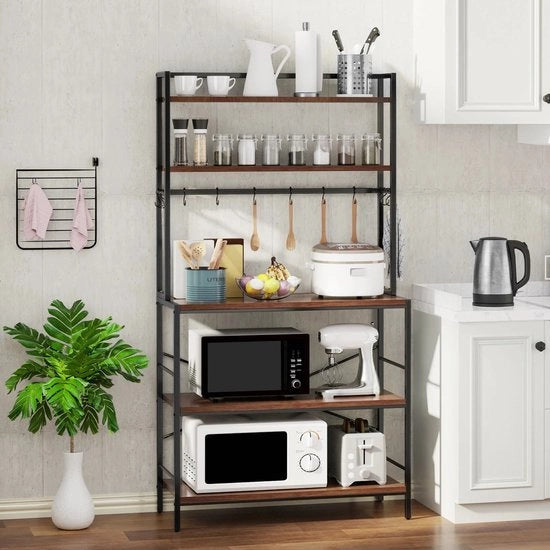 Cassa da Cucina Industriale a 5 Livelli - Struttura in Legno e Metallo