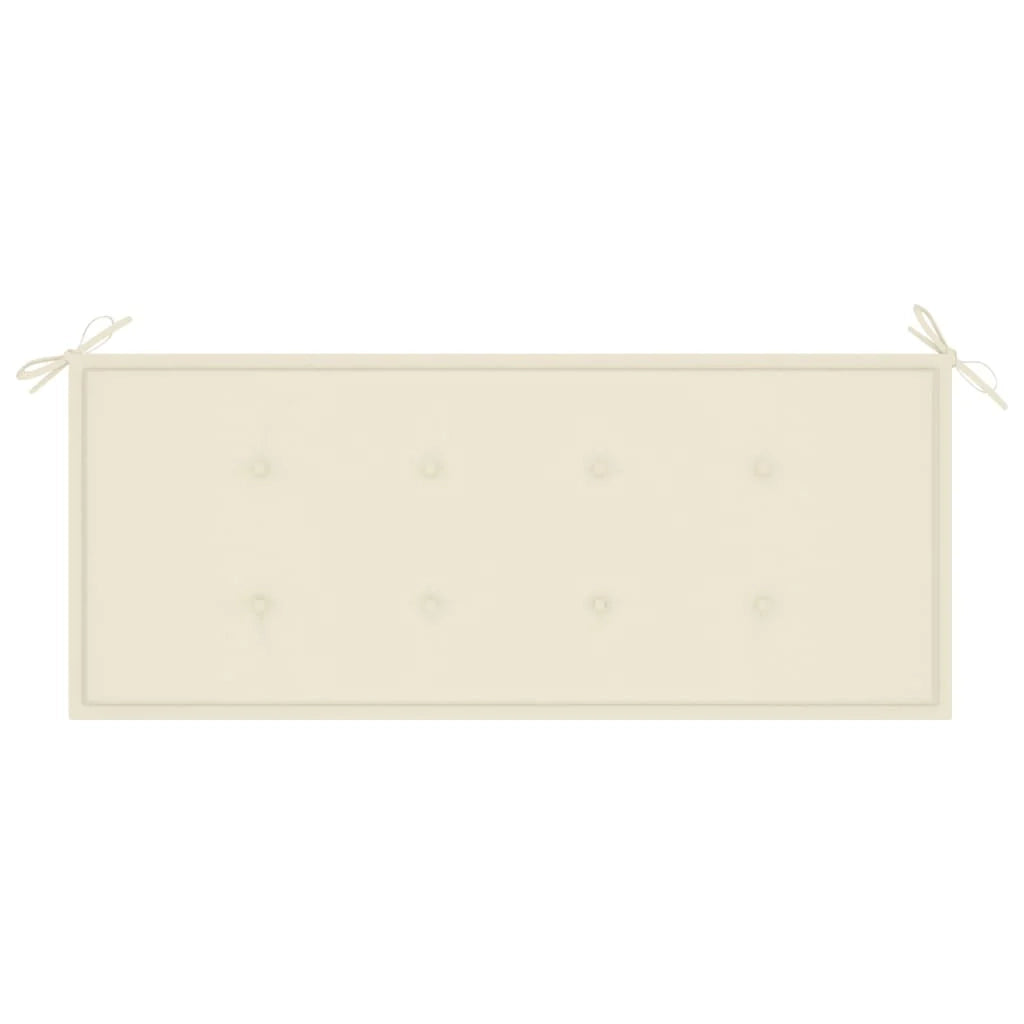 Panca da giardino mobili da esterno per patio panca da terrazza impilabile con cuscino color crema 128,5 cm legno massello di teak 02_0011667