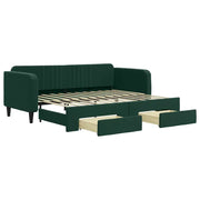 Divano letto | Sof¨¤ letto | Letto singolo Estraibile Cassetti Verde Scuro 90x200cm Velluto