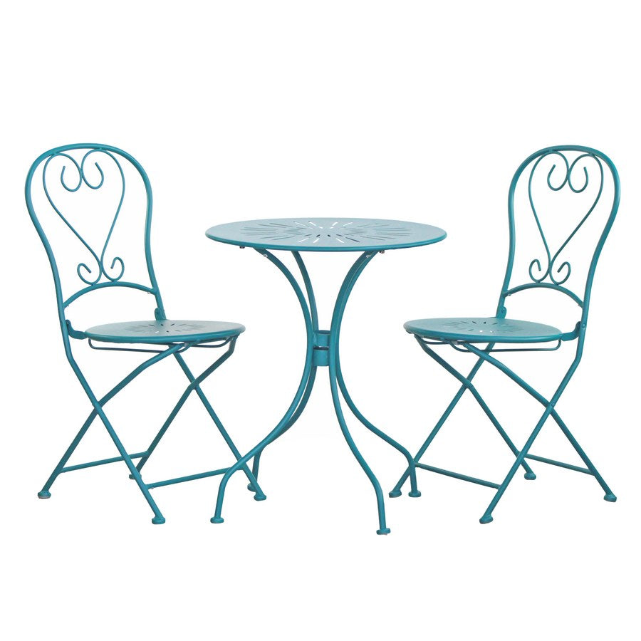 Set Tavolino e 2 Sedie Pieghevoli da Giardino Deco Turchese