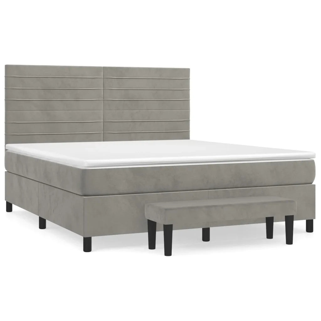 Giroletto a Molle con Materasso Grigio Chiaro 180x200cm Velluto 3137917