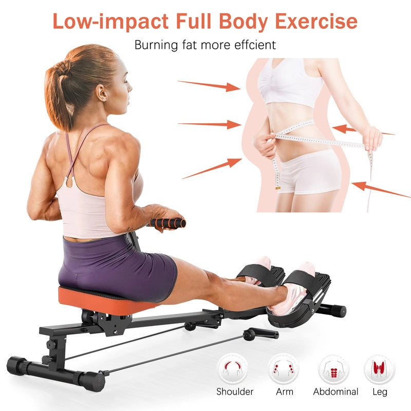 Vogatore Fitness Pieghevole da casa Vogatore a Resistenza Regolabile con indicatore Digitale 150x35x65 cm