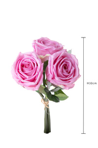 Set 2 Bouquet Artificiali Rose con 3 Fiori 30 cm Natale Touch