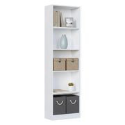 Libreria Artico, Mobile portalibri alta a 5 ripiani, Scaffale da ufficio o cameretta, Scaffale moderno con scomparti, cm 52x25h80, Bianco