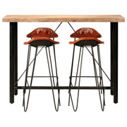 Set da Bar 5 pz in Legno Massello e Vera Pelle 278764