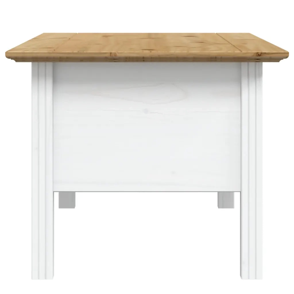 Tavolino BODO 100x55x46 cm Legno Massello Pino Bianco e Marrone 355069