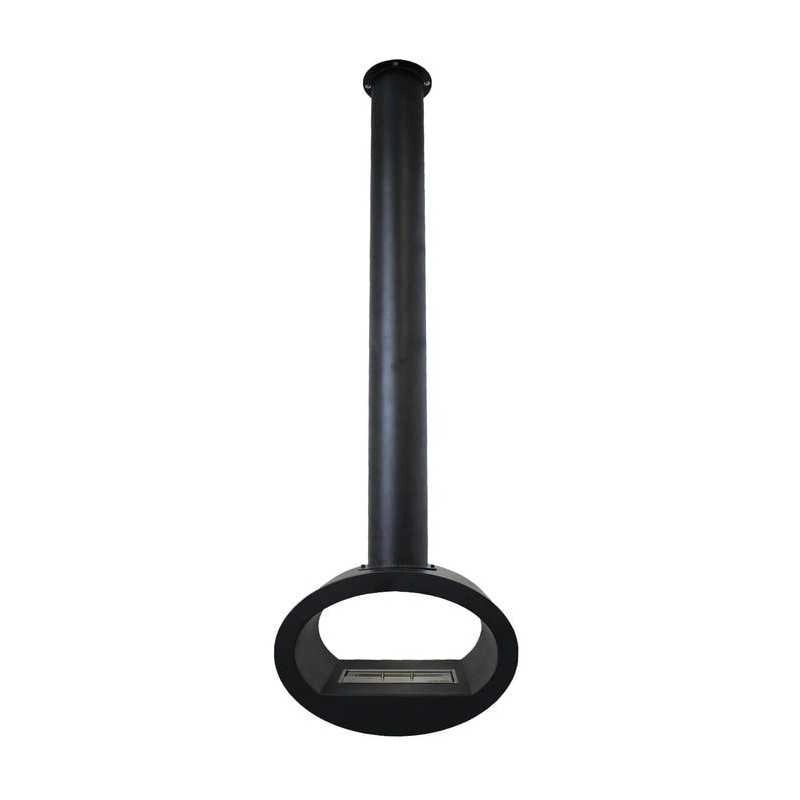 Biocamino da soffitto Cervinia Nero 2 kW – installazione a soffitto, bruciatore 1,5 L, struttura acciaio – Tecno Air System