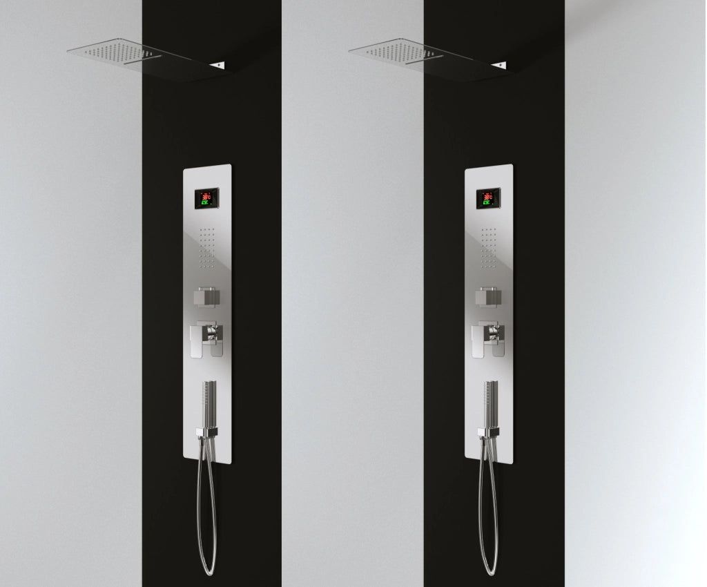 Kit doccia a 4 vie con idromassaggio e cascata acciaio inox da incasso fornito completo