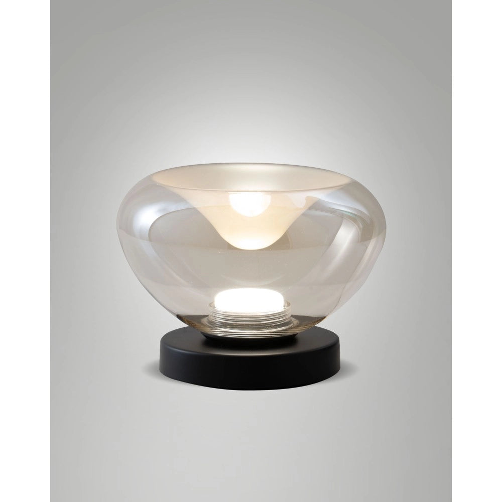 Brena - Lampada da tavolo Cognac Fabas Luce - LED 11W dimmerabile Touch - Vetro borosilicato cognac concavo