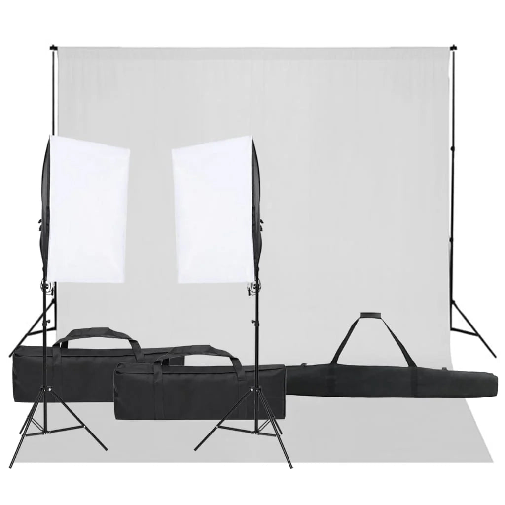 Kit per studio fotografico con illuminazione e fondale nero 02_0042412