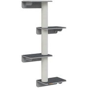 Tiragraffi da Parete per Gatti Altezza 137cm con 4 Piattaforme e 3 Tronchetti in MDF e Iuta Albero per Arrampicata e Gioco