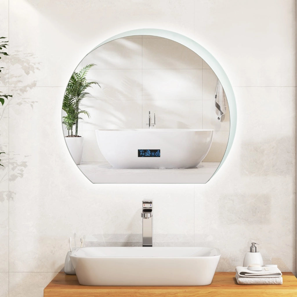 Specchio da bagno con aspetto di luce a mezzaluna luci LED regolabile a 3 colori, Specchio da parete decorativo-Specchi da parete