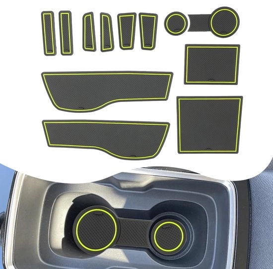 Materassini in gomma per Opel Mokka B Mokka E 2021-2023 2024 compatibili con console centrale e cassetto portaoggetti interno (verde)