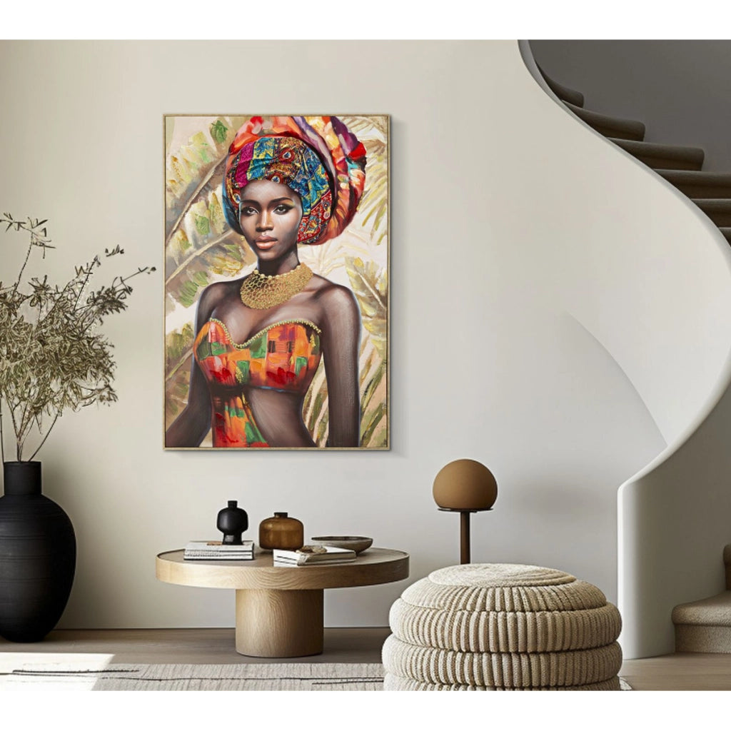 Stampa su Tela Africa 18, Multicolore, Legno, 82x4,5x122 cm