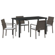 Set da Pranzo per Giardino 5 pz | Set Salotto da Giardino Marrone e Nero Rattan in PE