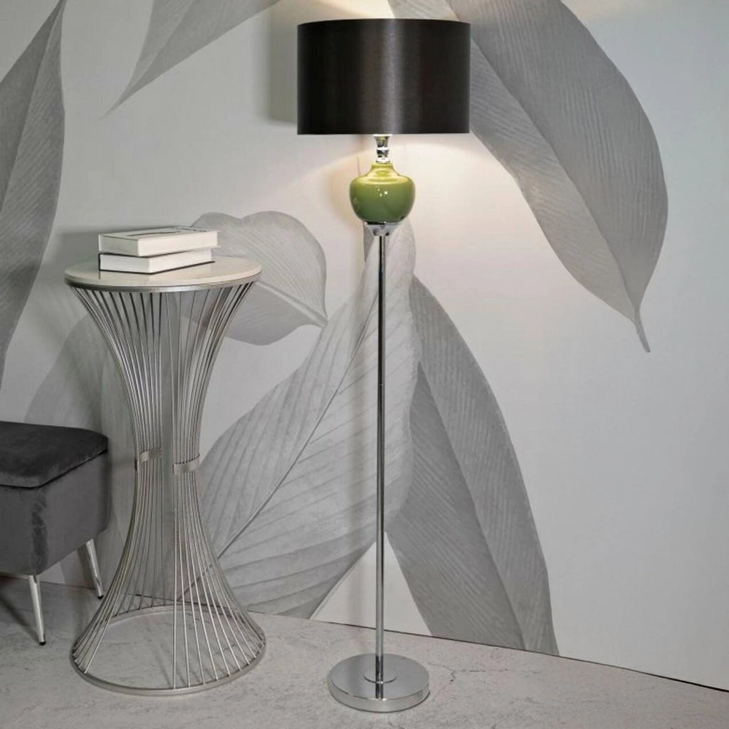 Lampada da terra Stiviere, Luce da terra, Lampada da pavimento, Lampada a stelo, 40x40 h160 cm, Verde e Grigio