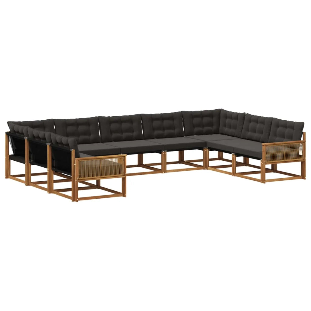 Set di divani da esterno con cuscino 9 pcs Naturale e Nero 3381684